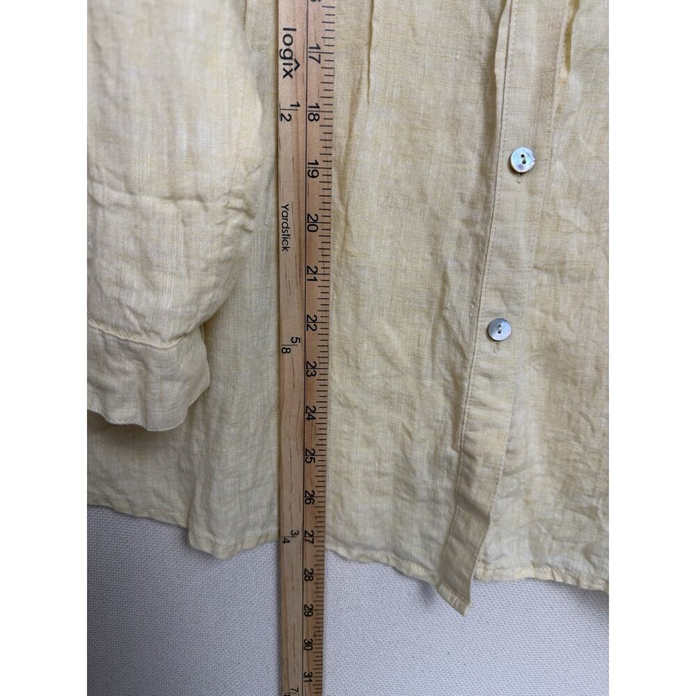 J.Jill Love Linen Women's Button Up Tunic Long Sleeves Sz M Yellow Feminine - Picture 11 of 15